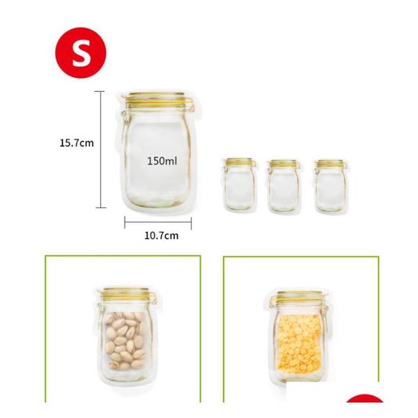 

mason jar pattern food saver storage bags reusable snack bag set 500ml/150ml , airtight , zipper, por qylmeb mj_bag