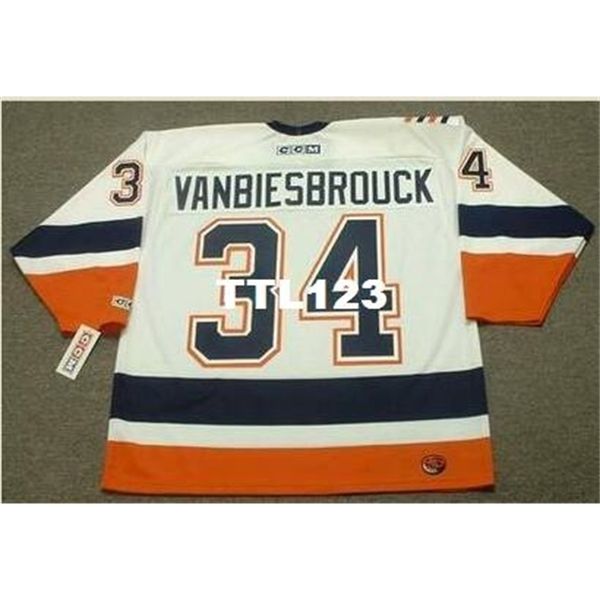 

men #34 john vanbiesbrouck new york islanders 2000 ccm hockey jersey or custom any name or number retro jersey, Black
