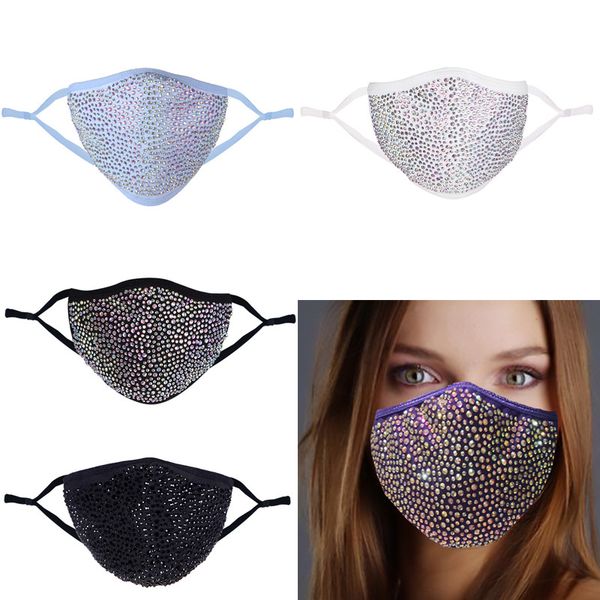 

factory designer bling diamond protective mouth masks washable reusable women colorful rhinestones face mask