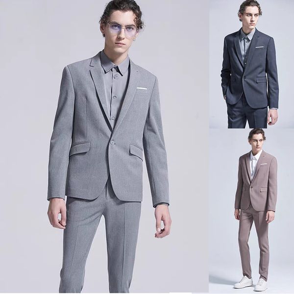 

men blazers groom tuxedos 2 pieces suit groomsmen custom made slim fit man suit wedding men's suits bridegroom (jacket+pants), Black;gray