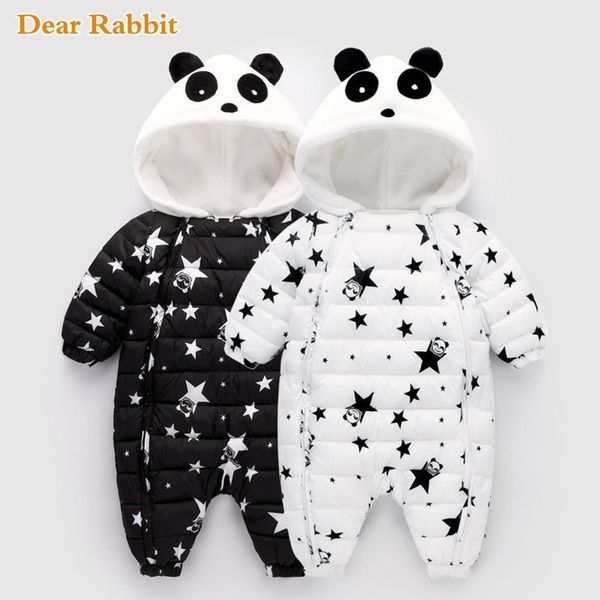 Весна зима Panda Baby Rompers комбинезон боди одежда комбинезон новорожденных девушки мальчик утка вниз снегоступы детей младенческий снег носить LJ201007