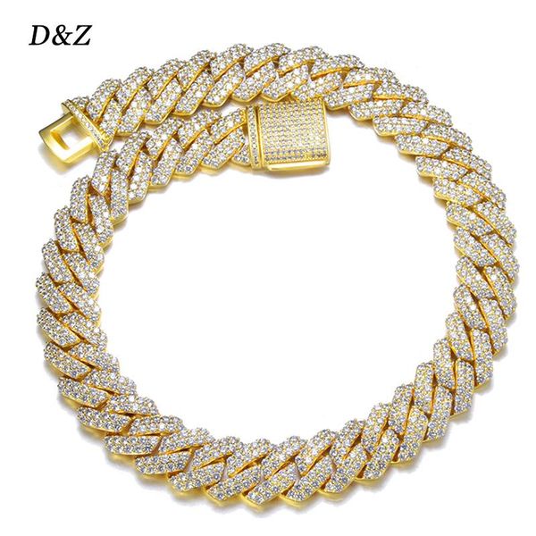 

link, chain Â d&z 20mm 2rows stones miami cuban link necklace bling zircon charm men's hip hop women jewelry, Black