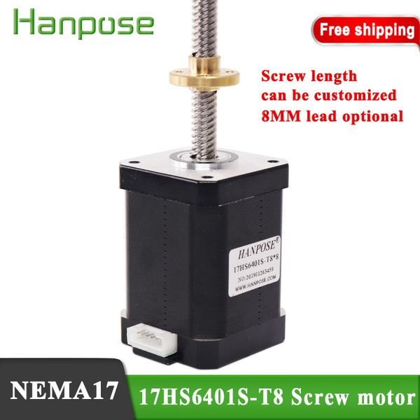 

stepper motor nema17 with t8 screw lead 2/4/8mm 300mm 42 motor 1.8a 70n.cm 4-lead 17hs6401s for 3d printer or robot