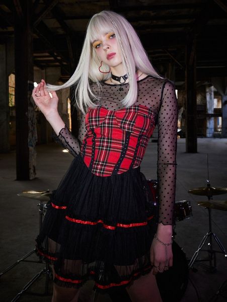 

romwe tartan tube without mesh l2bs#, White