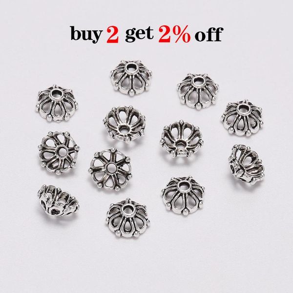 

100pcs/lot 8mm 7 petals bead caps hollow flower loose sparer apart end bead caps for diy jewelry making findings bbyiux