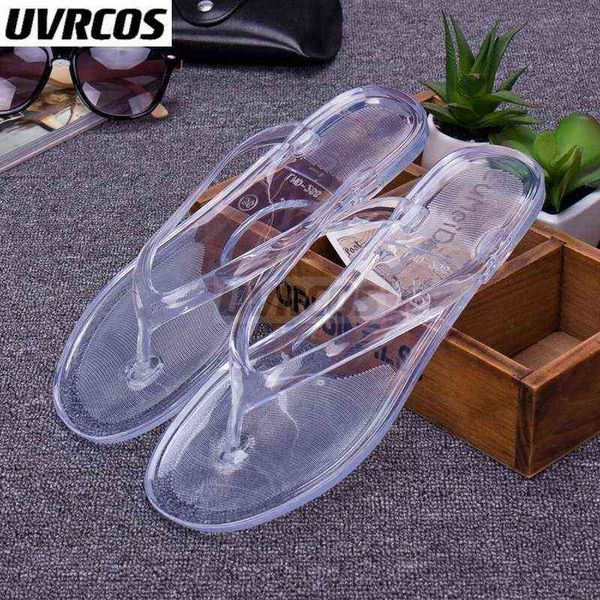

2022 female flip flops women flat transparent beac women sandals non-slip summer crystal korean bathroom y220221, Black