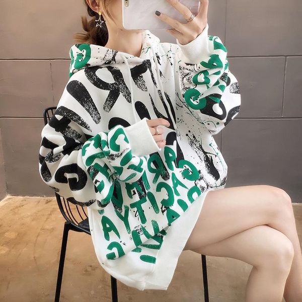 

harajuku graffiti толстовка толстовки harajuku дамы hip-hop pullover hoodie streetwear повседневная мода 2020 осень и зимний хлопок, White;black