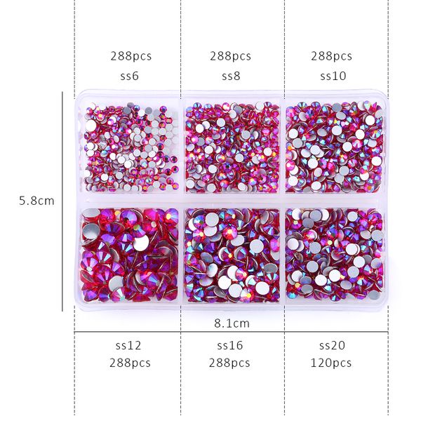 

1560pcs/box glass crystal mix sizes non fix rhinestone set flatback crystal nail rhinestones diamond for diy decorations