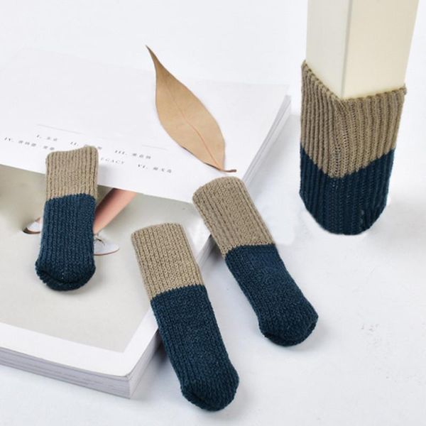 

4pcs kintted table chair foot leg cover protector socks sleeve protector good scalability non-slip wear home decoration