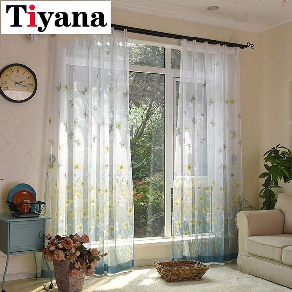 

rustic tulle purple butterfly sheer curtain for kitchen living room bedroom light window screening flower balcony voile jk025x