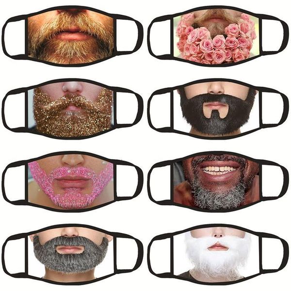

factory personality funny beard printing face mask black cotton mask summer sunscreen dustproof washable mask dhl