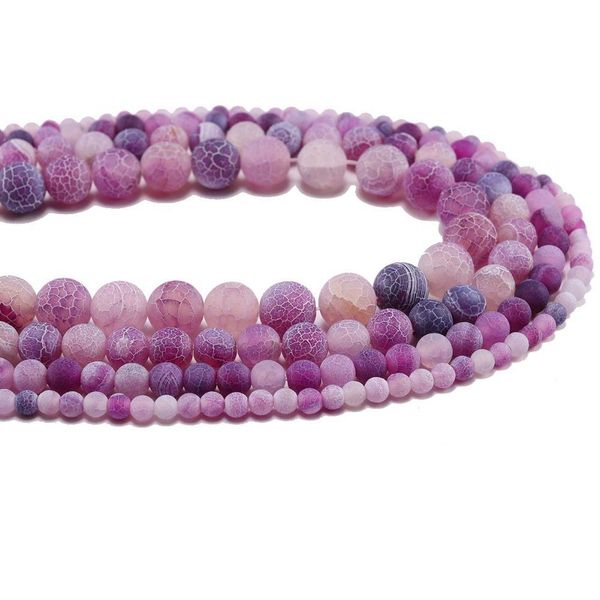 

1strand bulk wholesale natural stone frost crab purple agates round spacer scrub bead for jewelry making diy necklaces bracelets h jllzcr