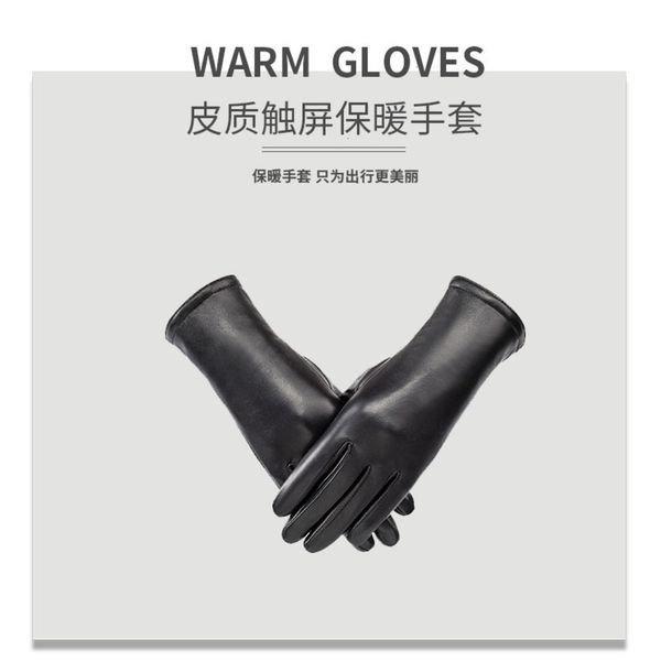 

head women' layer winter warm leather goatskin gloves driving bicycle with cashmere long windproof 420d, Blue;gray