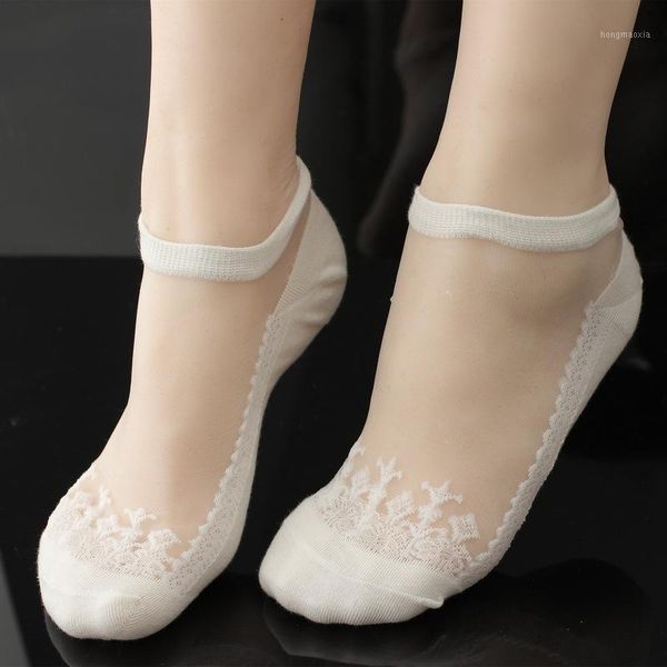 

wholesale-sell summer thin women casual lace socks female transparent short socks wholesale 20 pcs= 10 pairs/lot1, Black;white