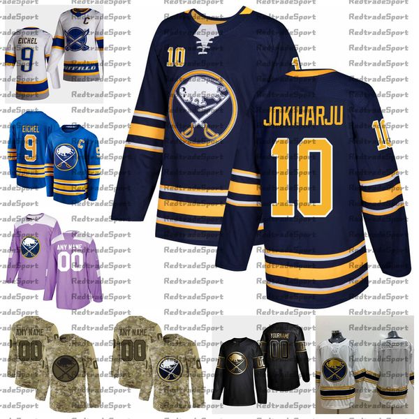 

2021 reverse retro customize #10 henri jokiharju buffalo sabres jerseys golden edition camo veterans day fights cancer hockey jersey, Black;red