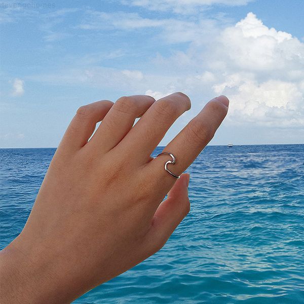 

beach for fashion wave sea surfer island engagement ring women wedding dress party band rings jewelry, Silver