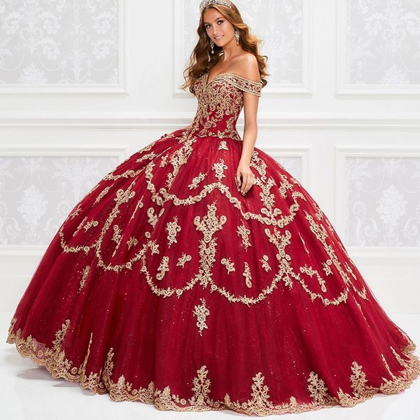 

gorgeous red quinceanera dresses with gold sequin lace ball gown prom dress vestido de festa sweet 16 dress, Blue;red