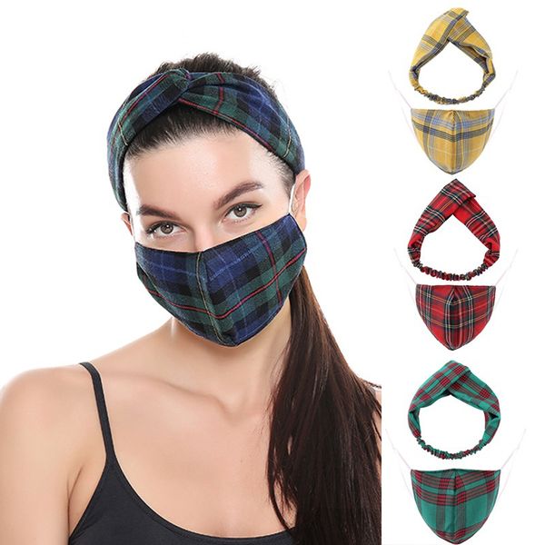 

dhl shipping yoga headband with mask washable reusable mouth cover sports elastic hair bands for women fashion face masks kimter-b324f, Black