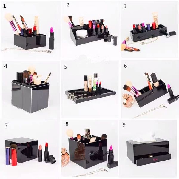 Klassische Acryl Make-Up Box Kosmetik Halter Desktop Spiegel Make-Up Werkzeuge Lippenstift Schmuck Ablage Tissue Box Für Hochzeit Box