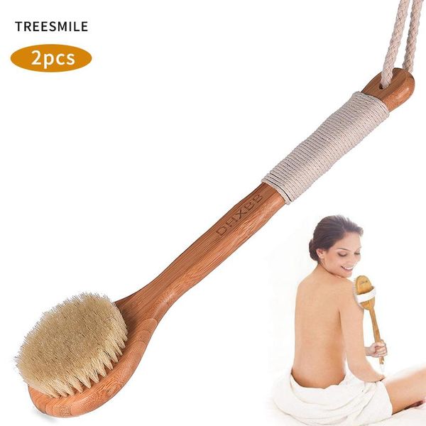 

treemile 2 шт. ванна кисть кустарника длинная ручка деревянная кузовной корпус задние понащению медицинское обслуживание ванна кисть натурал