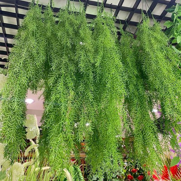 

105cm artificial real touch pine needle wall hanging vine simulation leaves home wedding party green plant wall decoratio1