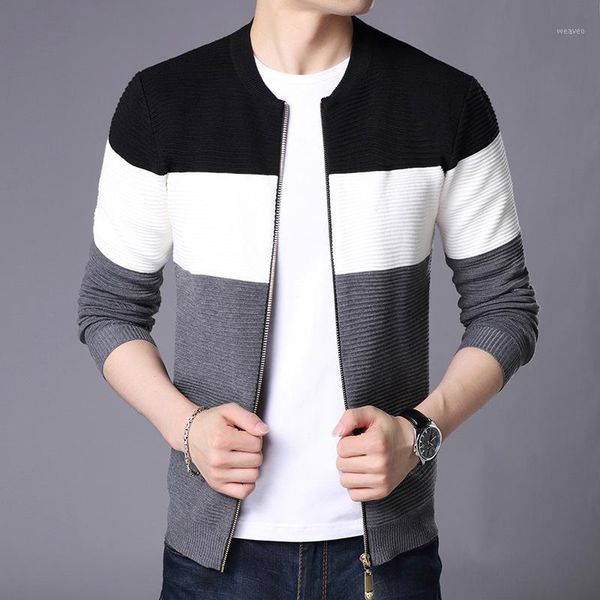 

new men's casual cardigan sweater men long sleeve fashion patchwork knitted outwear coat sweaters male brand clothing1, White;black