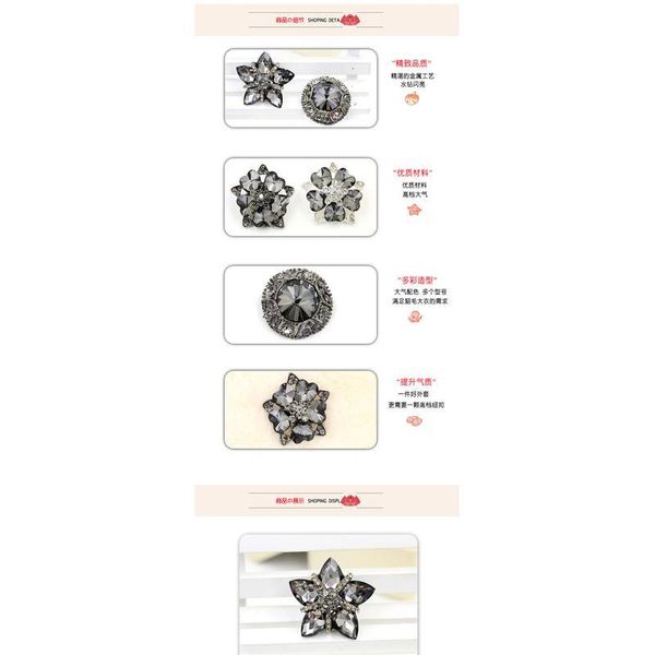 

30mm women buttons for fashion clothing decorative rhinestones button metal crystal diamond mink coat black dress buckl bbyevy, Blike;white