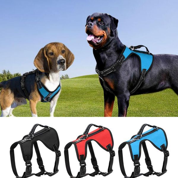 

no pull large big dog harness vest nylon adjustable reflective pet walking training harness with handle for medium l sqchpf