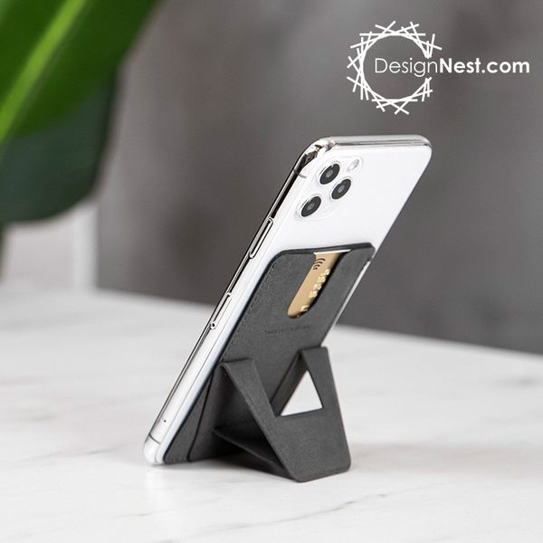 

new design net mobile holder foldstand phone stand cardholder and grip, support wireless charging gery