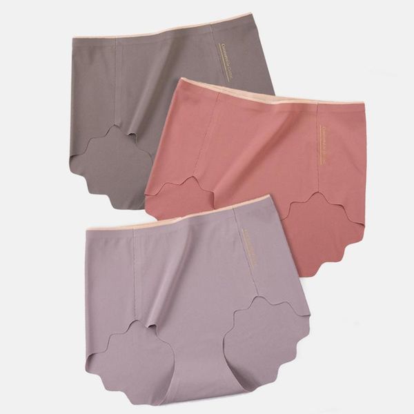 

plus size women seamless panties with high waist traceless ice silk breathable panties of large size female underwear1, Black;pink