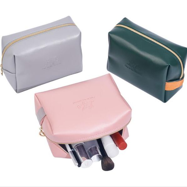 

makeup bag women zipper pouch travel cosmetic organizer for girls purse pu leather waterproof toiletry bags