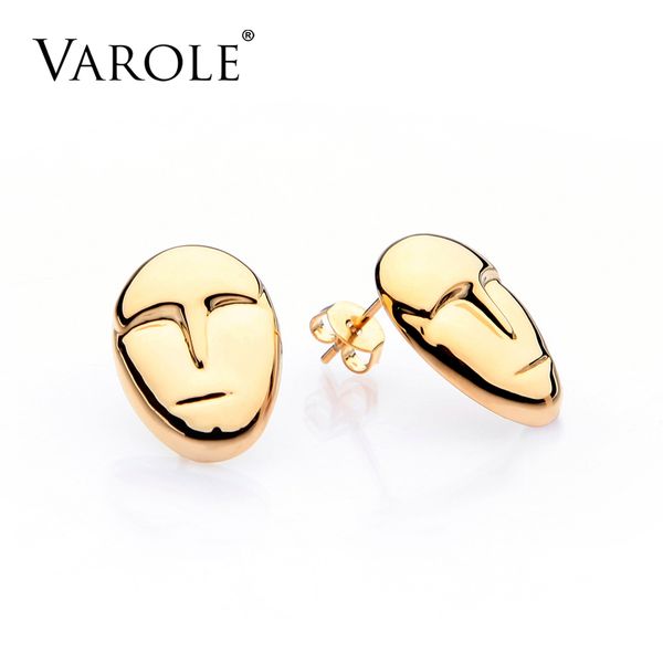 

varole individuality face style earrings for women gold color 100% copper brincos grandes party earrings gold silver color