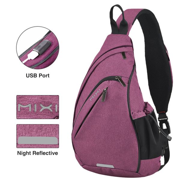 

mixi men one shoulder backpack women sling bag usb boys cycling sports travel versatile fashion bag student school university c1223