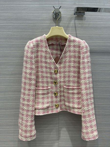 

bubble shoulder temperament v-neck pink thousand island small coat, Black;brown