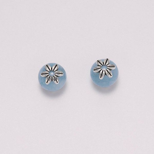 

50pcs lot 9mm tibetan hexagram flower loose sparer end bead cap for diy jewelry making finding earrings bracelet h bbyjmq, Silver