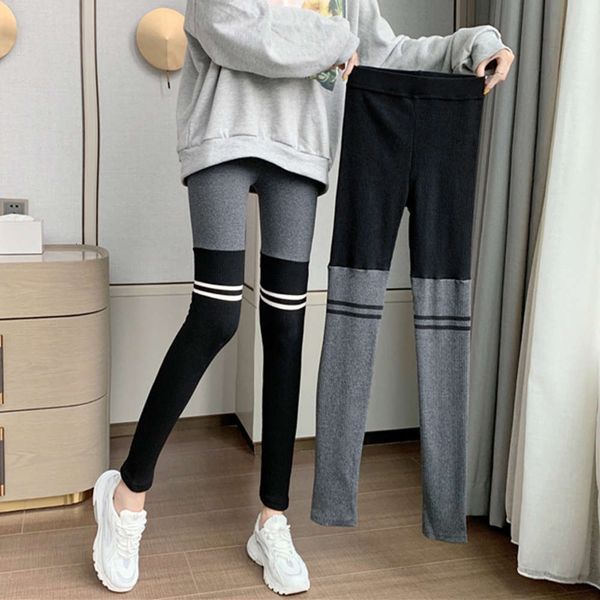 

spring and autumn 2020 new slim versatile tight elastic stitching leggings thin women's winter pants, Black