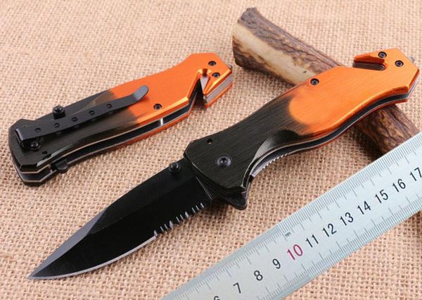 1 Pz Nuovo KS027A Coltello pieghevole Flipper 440C 58HRC Coltelli tascabili EDC con lama seghettata mezza nera con confezione in scatola al minuto