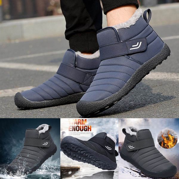 

women boots warm non-slip cotton boots velvet solid color winter hiking cotton shoes large size monk straps snow booties, Black