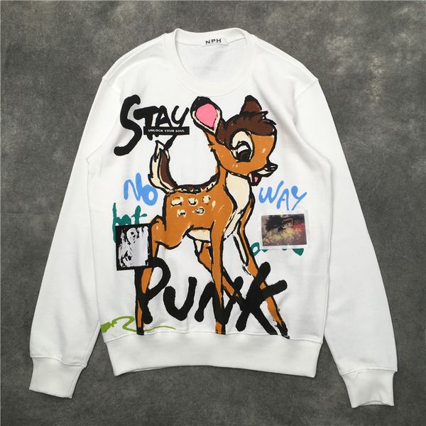 

new luxury fawn 2021 doesn't care about any deer hoodies and sweaters cotton thick fleece street # n358 qra1, Black