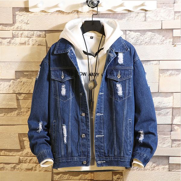 

2021 New Style Jacket Top-quality Jeans Men Men's Fashionable Coat Denim Hole BMIJ, Black;brown