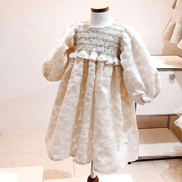 

pattern 2021 spring and children's autumn korean pleated princs girls' bubble sve drs oowf, Red;yellow