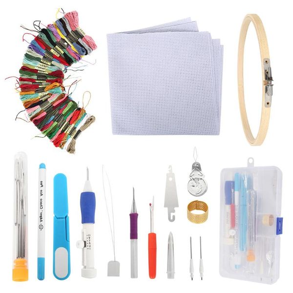 

85pcs cross stitch tool set diy embroidery stitching punch needle tool embroidery needle diy craft sewing, Black