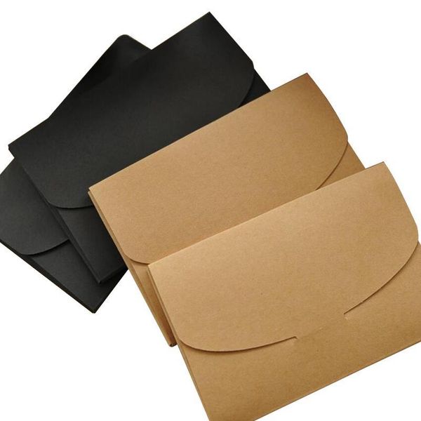 

50pcs vintage blank kraft paper diy multifunction kraft envelope postcard box black package paper 3 col sqcvpg