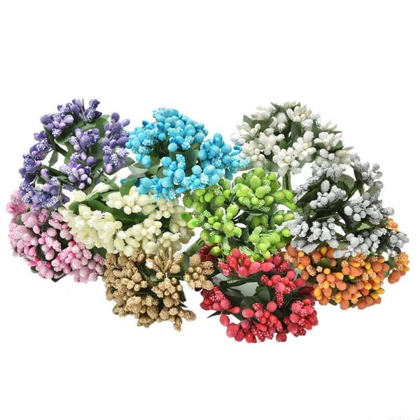 

12pcs artificial bud stamen berry bacca flower for wedding decoration diy scrapbooking decorative wreath fake flowers