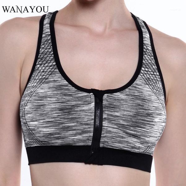 

wanayou front zipper sports bras segment dyed plus size fitness sport breathable -resistant gym sports wear for women1, White;black