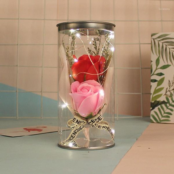 

valentine's day soap roses lights artificial floral flower bouquet beautiful roses for anniversary 2.14 gift for wife girlfriend1