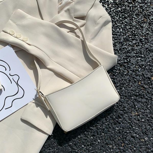 

shoulder bags simple design solid color ladies underarm fashion soft pu leather girls casual baguette handbags female clutch purse