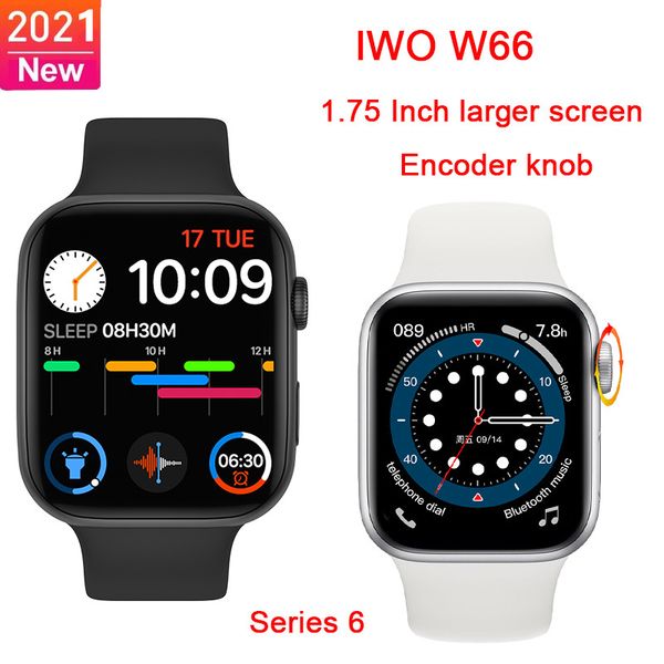

new 2021 iwo 13 smart watch 1.75 inch 40mm/44mm heart rate monitor wireless charging fitness tracker w66 smartwatch pk w56