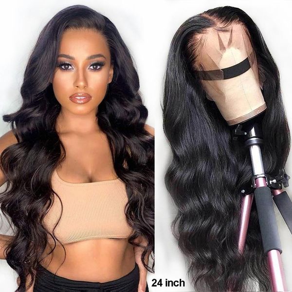 

hair 13x4 lace front wigs brazilian body wave human hair wigs 150% density remy hair pre plucked 4x4 lace closure wig, Black;brown