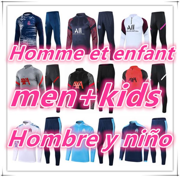 

2020 2021 mens tracksuit kids football training suit kit 20 21 men kids soccer tracksuit football training tracksuit jacket tracksuits, Black